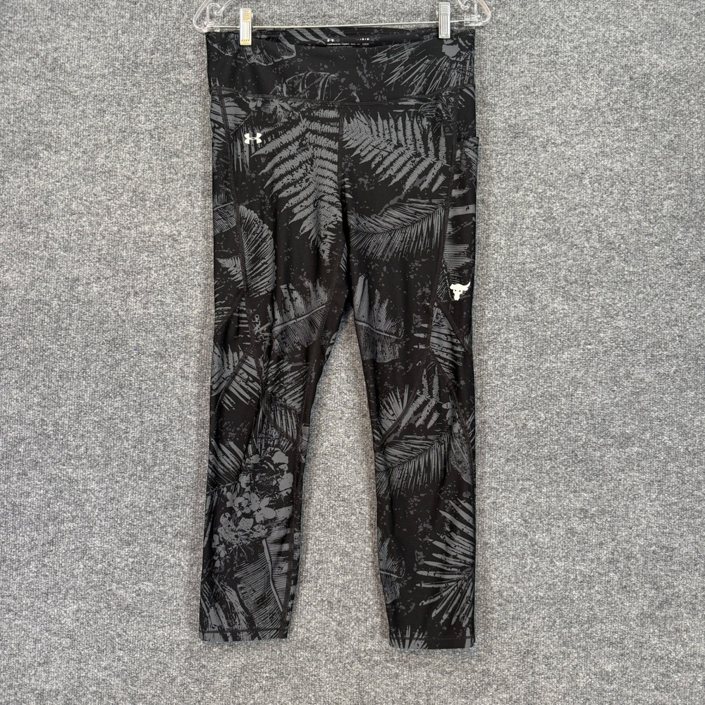 Under Armour Leggings Womens Large Black Compression Project Rock Gym Athletic
